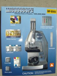 Microscope,  Childrens'  100x-900x  Microscope, with light , butterfly specimen, MS100